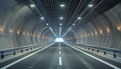 3D Rendering of Architectural Tunnel on Highway with Empty Asphalt Road