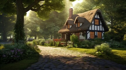 Fototapeta na wymiar A photo of a Quaint and Elegant Cottage