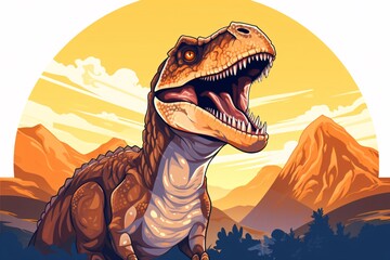a cartoon of a dinosaur - obrazy, fototapety, plakaty