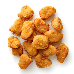  Chicken nuggets top view isolated on white background