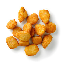  Chicken nuggets top view isolated on white background
