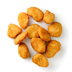  Chicken nuggets top view isolated on white background