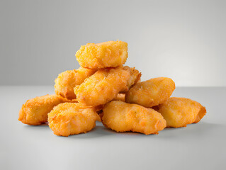   Pile of Chicken nuggets isolated on grey background