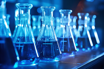 Closeup of beaker in laboratory science