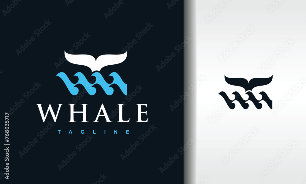 Sticker whale tail sea wave logo