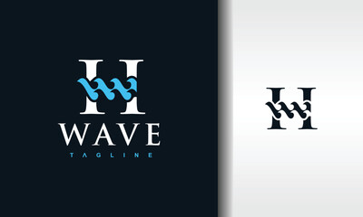 letter H wave ocean logo