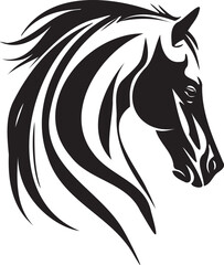 Black and white vector illustration of a noble horse head in profile