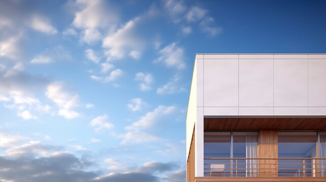 A photo of a Serene Duplex Against a Clear Sky