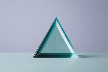 Modern Clear Glass Triangle Centerpiece with Green Tint