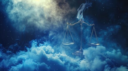 Image of the star sign Libra on a smoke cloud. - Powered by Adobe