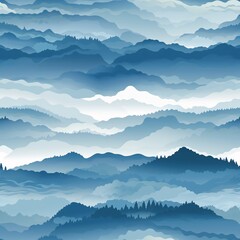 Fototapeta premium Layers of mist rolling over a tranquil valley 01 - Perfectly repeating background pattern for your designs