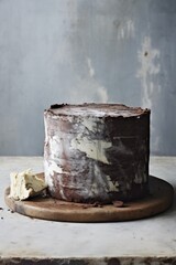 One plain whole chocolate clip on rustic background