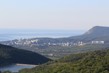 Crimean mountains and sea on a sunny summer day