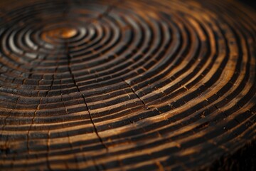 Fototapeta na wymiar close up of tree rings, wood grain texture, symmetrical Generative AI