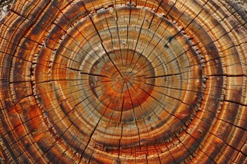 Naklejka premium close up of tree rings, wood grain texture, symmetrical Generative AI