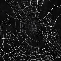 Naklejka premium A network of cobwebs glistening with dew