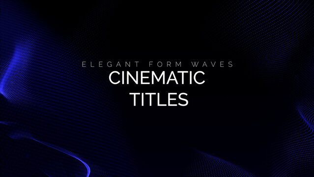 Cinematic titles on a background in the form of a wave of particles