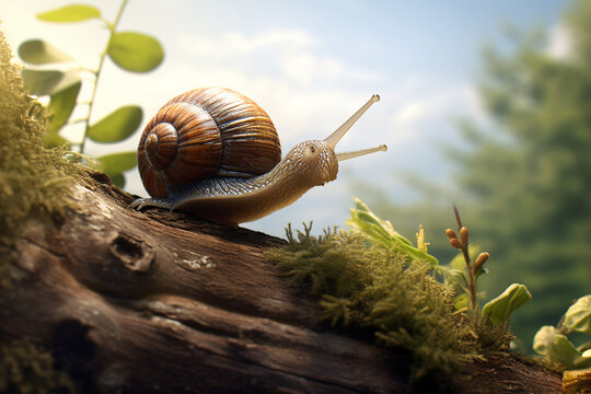 a snail on a log