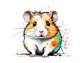 a cute colorful hamster drawn