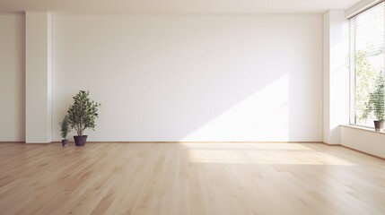 Fototapeta na wymiar Interior of empty spacious living room with white walls 