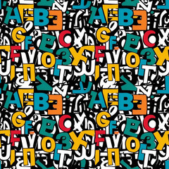 Seamless pattern with letters and number