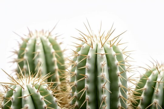 A cactus with its sharp spines and unique shapes, isolated on white background