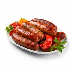 Sausage and Peppers isolated on white background