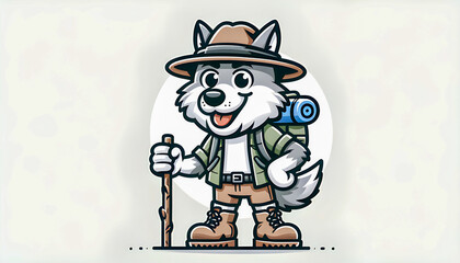 a tourist recreation camping adventure hike summer holidays cartoon character hiker guide campground survival icon holiday hiking backpack exploring outdoors vacation travel nature outdoor journey