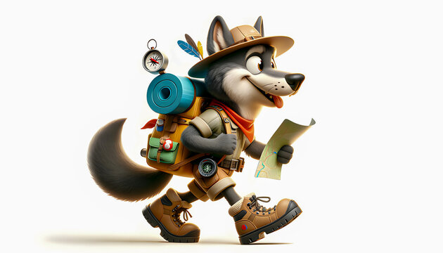 a backpack hiker nature exploring hike outdoor cartoon summer travel tourist hiking character guide survival camping adventure holiday vacation recreation campground icon holidays outdoors journey