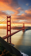 Golden Gate Bridge at sunset, San Francisco, California, USA .