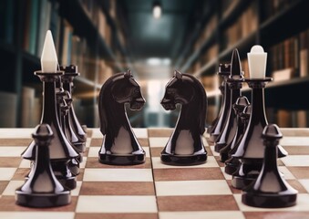 Chess piece on board game, leadership, strategy concept.