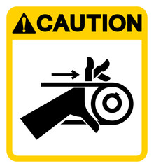 Caution Hand Entanglement Belt Drive Symbol Sign, Vector Illustration, Isolate On White Background Label .EPS10