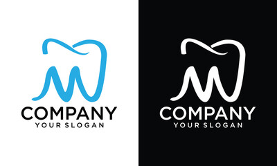 Unique and modern M Dental logo design 2