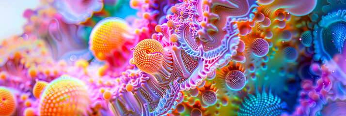 Fraktale 3D Elemente. Mikroskopische Plasm Moleküle. Neue Technologie unter Mikroskop  © shokokoart