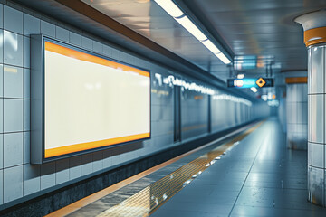 Billboard advertisement mockup in the subway, blank poster space, marketing opportunity.