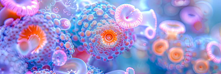 Fraktale 3D Elemente. Mikroskopische Plasm Moleküle. Neue Technologie unter Mikroskop  © shokokoart