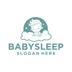 Cute baby sleep logo vector illustration
