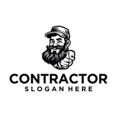 Contractor mascot logo vector illustration