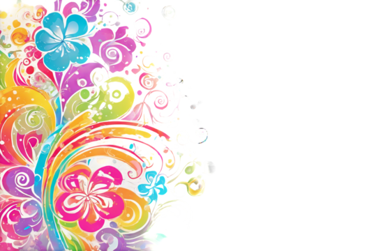 rainbow-colored splats background retro swirly elements floral