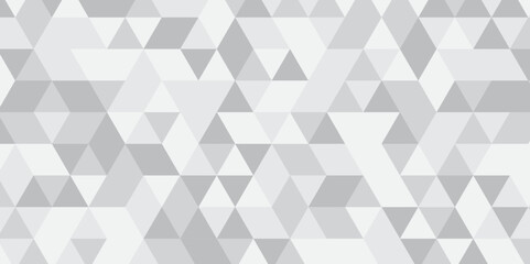 Fototapeta premium Abstract geometric white and gray background seamless mosaic and low polygon triangle texture wallpaper. Triangle shape retro wall grid pattern geometric ornament tile vector square element.