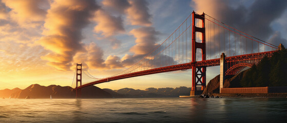 Golden Gate Bridge at sunset, San Francisco, California, USA .