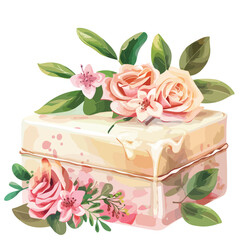 Floral Soap Clipart clipart isolated on white background 