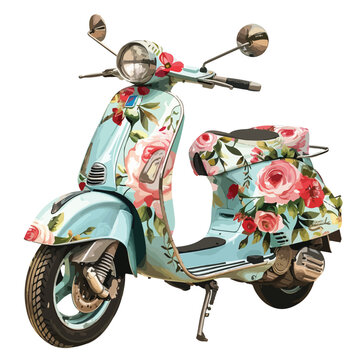 Floral Scooter Clipart clipart isolated on white background