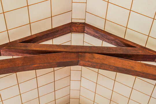 wooden beams in a church ceiling