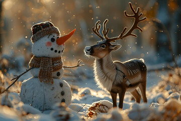 A snowman comes to life and goes on an adventure with a reindeer.