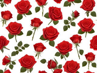 Red Roses Bouquet on White Background