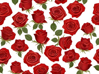 Red Roses Bouquet on White Background