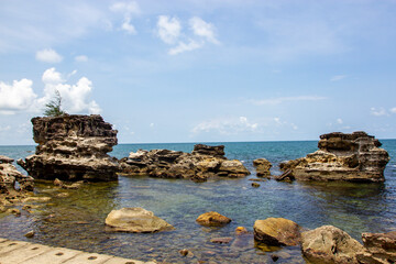 Obraz premium Beautiful Landscape With Rocks And Sea In Vietnam.