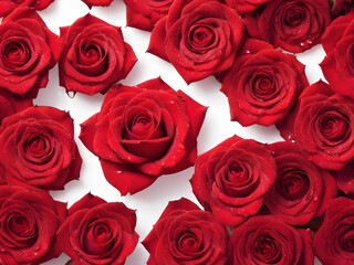 Red Roses Bouquet on White Background