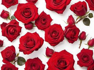 Red Roses Bouquet on White Background
